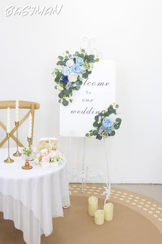 2pcs Baby Blue Wedding Arch Flowers with Cable Ties