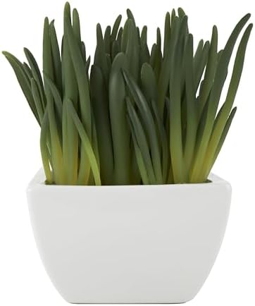 Deco 79 Artificial Plant with White Ceramic Pot 8x6x8 Inches Green