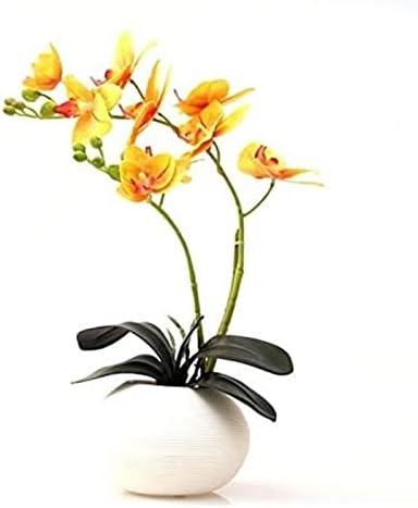 Artificial Flowers in Ceramic Vase Silk Orchid Bonsai Decor