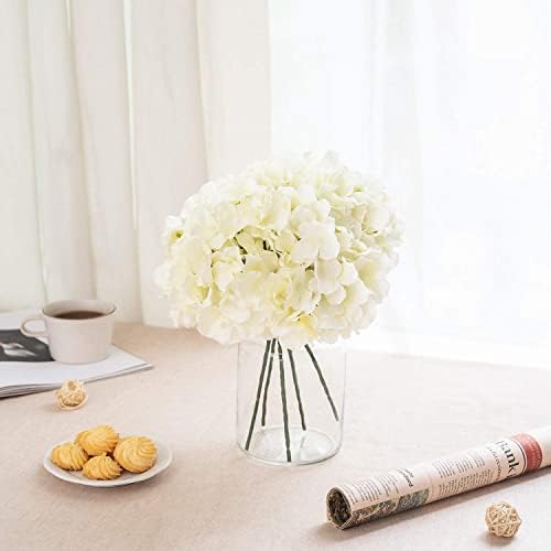10pcs Faux Hydrangea Silk Flowers Heads with Removable Stems Ivory
