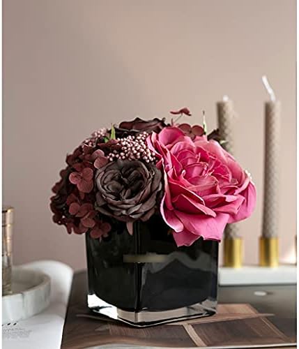 Faux Flower Artificial Rose Potted Decor Vase Set