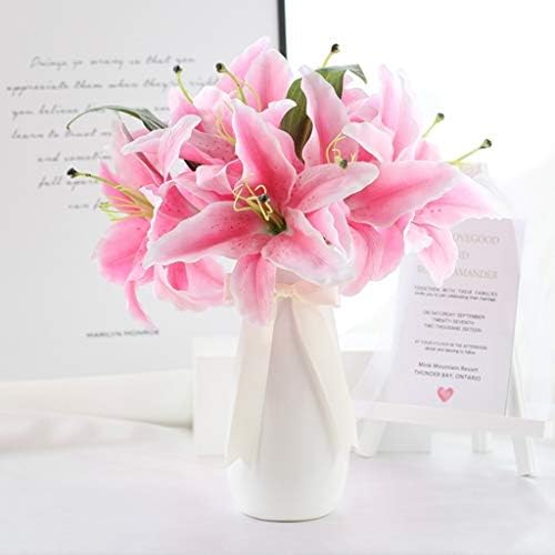Artificial Lily Bouquet with Vase for Home Decor