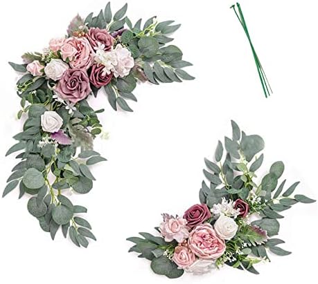 PerGar 2Pcs Artificial Wedding Arch Flowers Kit Pink