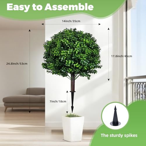 Artificial Boxwood Topiary Ball Trees 2 Set UV Resistant