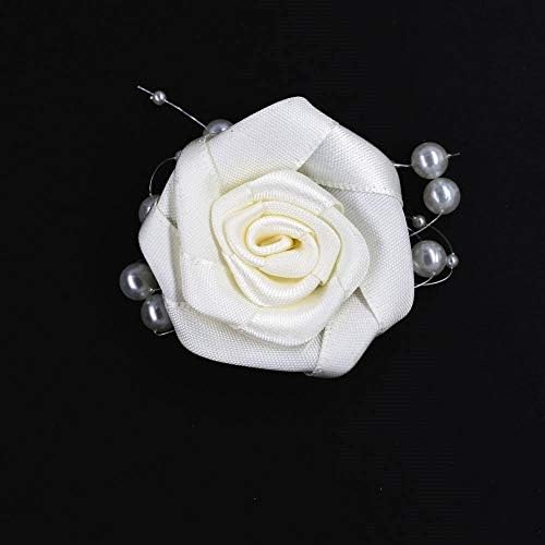 Banlardk Ivory Artificial Flower Buttonhole for Men Wedding Groom Boutonniere