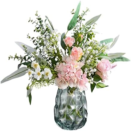 Artificial Flowers in Vase with Grass Vase Decor Set