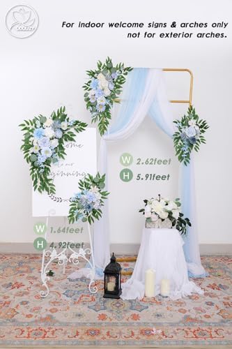 Odouzy Reusable Blue Artificial Wedding Arch Flowers