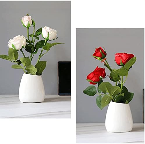 Silk Rose Flower Arrangement in Ceramic Vase