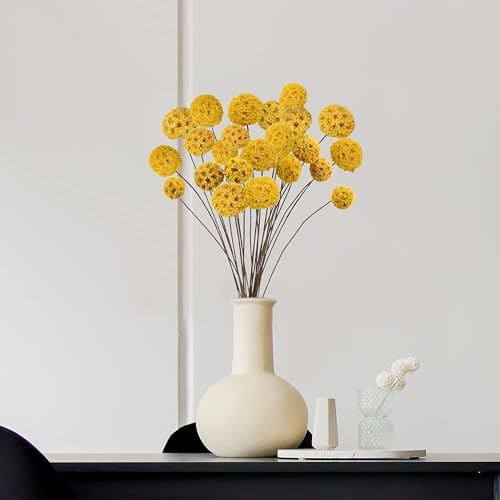 24 PCS Dried Craspedia Billy Balls Flowers Yellow