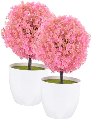 2Pcs Artificial Topiary Ball Trees for Home Decor