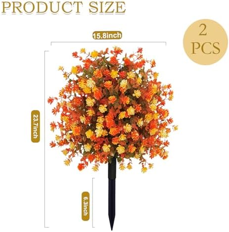 Fall Boxwood Topiary Ball Artificial Plants Set of 2