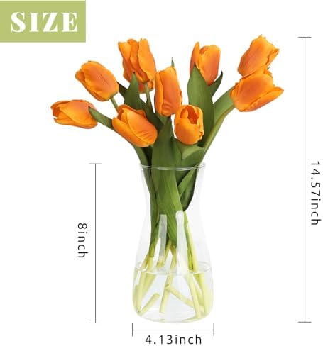10PCS Artificial Flowers with Glass Vase