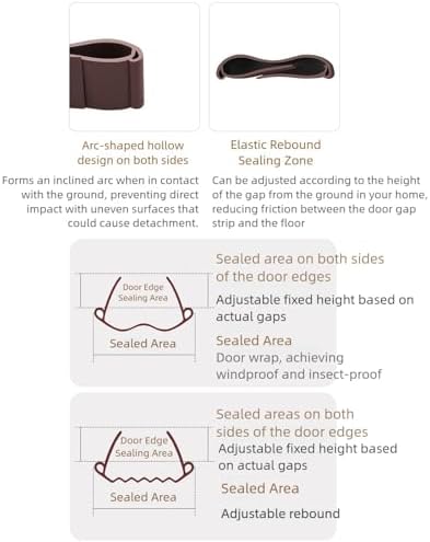 PVC Weather Stripping Door Seal Windproof Soundproof 38 Inches Brown