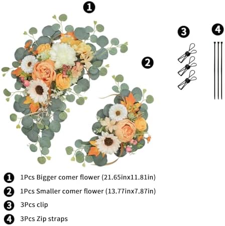 2pcs Dark Orange Wedding Arch Flowers Decor