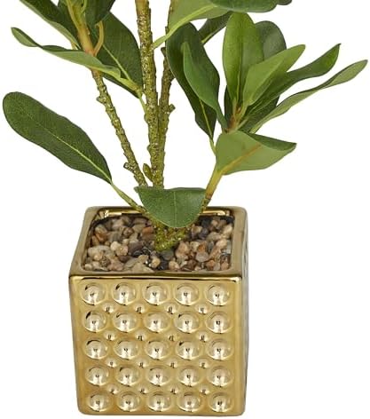 Deco 79 Artificial Bay Laurel Plant with Gold Porcelain Pot