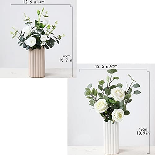 Retro Rose Artificial Flowers Ceramic Vase Decoration