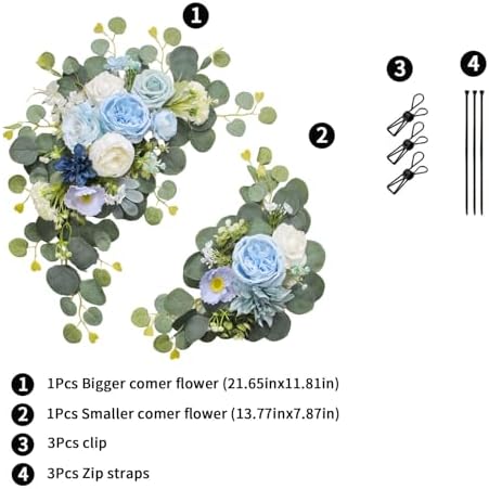 2pcs Baby Blue Wedding Arch Flowers with Cable Ties