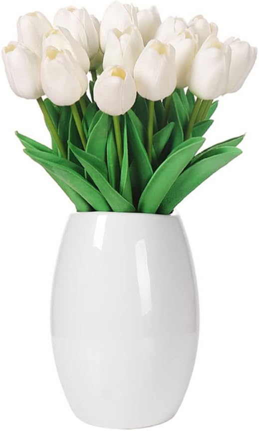 Real Touch Artificial Tulip Flowers with Vase Bouquet Set