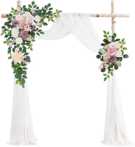 BASIMAN Arch Flowers with Drapes Kit for Wedding Decor