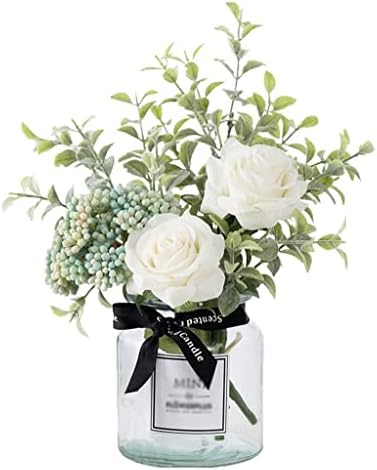 Artificial Flowers with Glass Vase Set