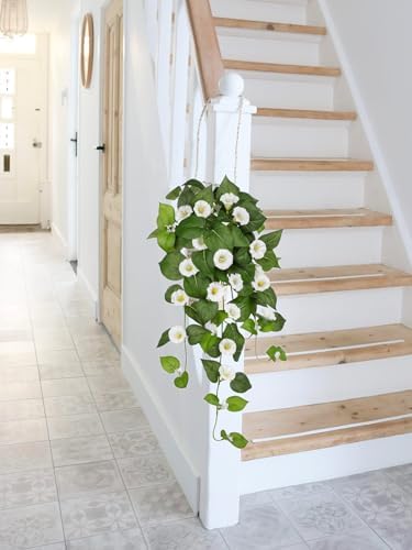 Briful Artificial Hanging Flowers 2 Pack White