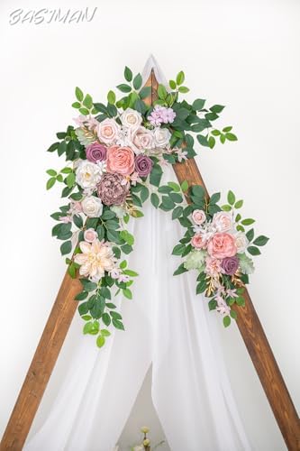 BASIMAN Arch Flowers with Drapes Kit for Wedding Decor