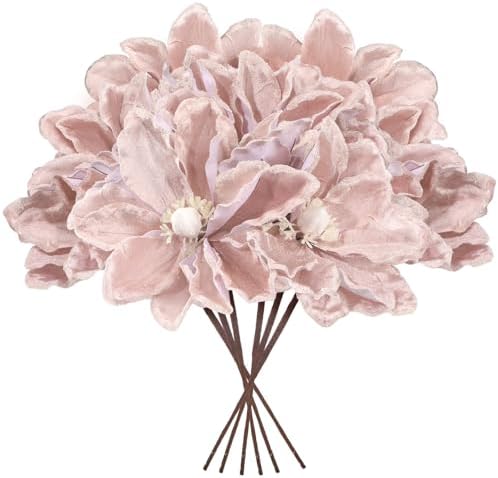 8 Pcs Large Christmas Magnolia Flowers Artificial Decor
