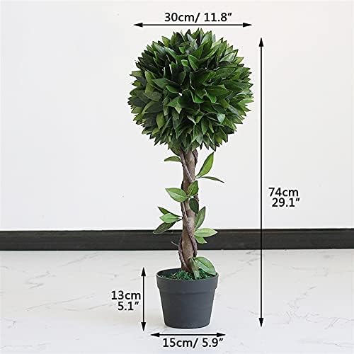291 Inch Artificial Boxwood Topiary Tree in Black Plastic Pot