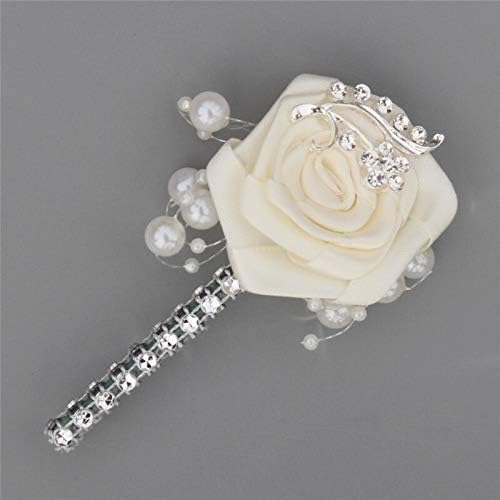 Artificial Flower Bouquet 6 Piece Set Ivory Wedding Boutonniere
