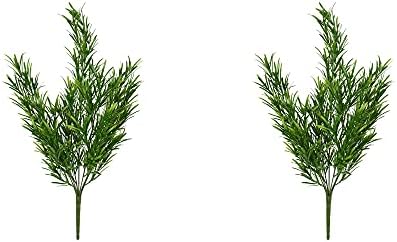 Vickerman 19 Inch Green Podocarpus Bush 2 Pack UV Coated Artificial Plants