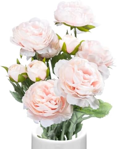 3PCS Light Pink Artificial Peonies with Real Touch Stems
