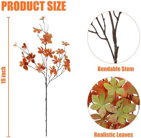 4 Pack Artificial Fall Greenery Stem for Vase Decorations