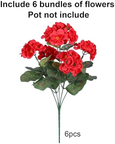 HyeFlora Artificial Geraniums with 6 Bundles