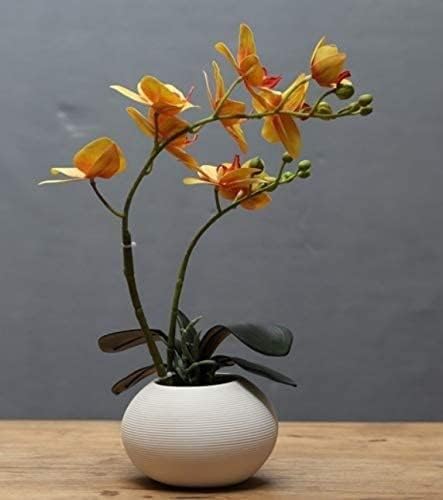 Artificial Flowers in Ceramic Vase Silk Orchid Bonsai Decor