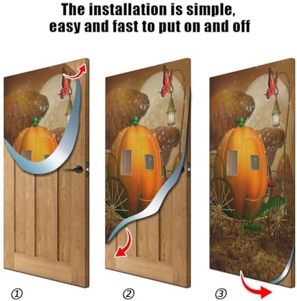 Susiyo Halloween Pumpkin Carriage Door Cover 32x79 in