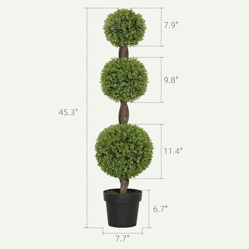 HOMCOM Artificial Plants Set of 2 Green Boxwood Trees
