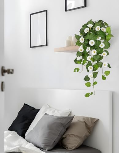 Briful Artificial Hanging Flowers 2 Pack White