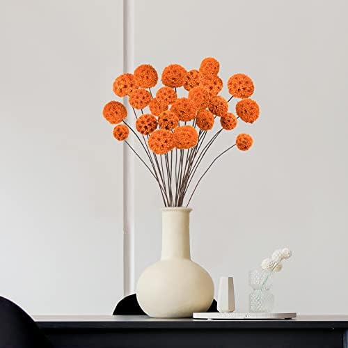 24 PCS Dried Billy Balls Flowers Orange Bouquet