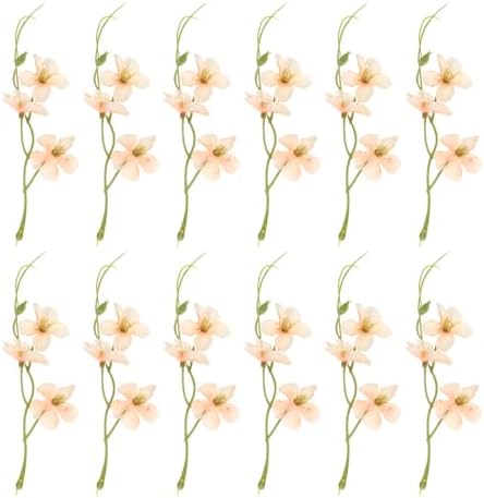 PATIKIL 12Pcs Artificial Orchid Flowers Floating Candle Centerpieces Champagne
