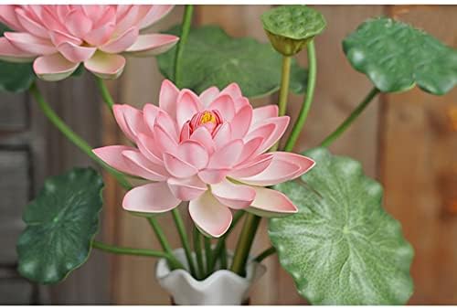Artificial Lotus Flowers with Vase Real Touch Home Decor
