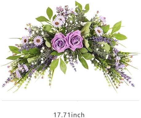 Lovmeety Artificial Spring Daisy Swag with Green Leaves