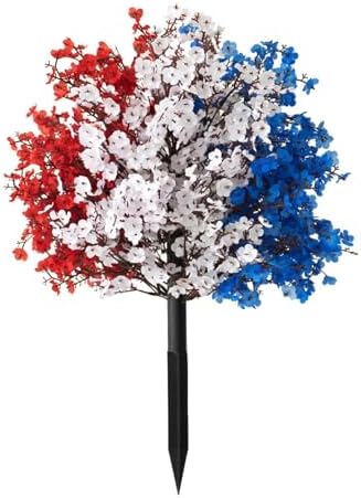 4th of July Artificial Boxwood Topiary with Ground Spikes