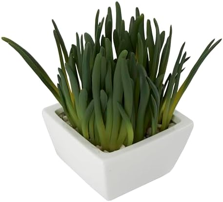 Deco 79 Artificial Plant with White Ceramic Pot 8x6x8 Inches Green