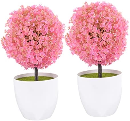 2Pcs Artificial Cherry Blossom Bonsai for Home Office Decor