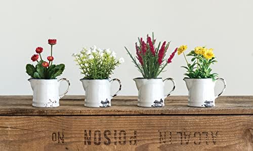 Creative Co Op Faux Flowers in Ceramic Pitcher Set of 4 Styles