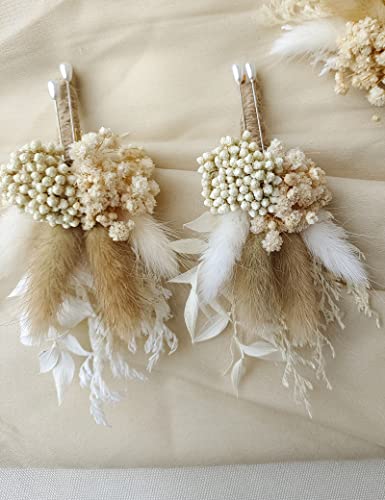 Dried Flowers Boutonnieres Set of 2 Boho Wedding Groom Accessories