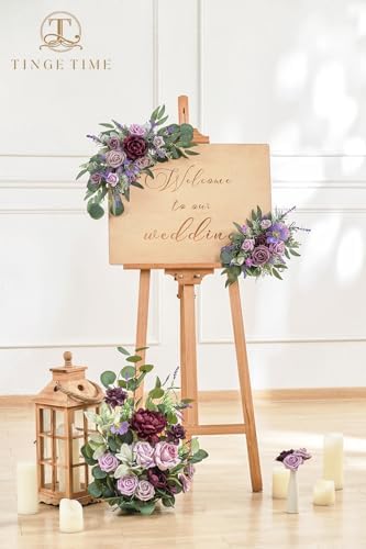 TINGE TIME Artificial Flower Swag Set of 2 Lavender and Plum