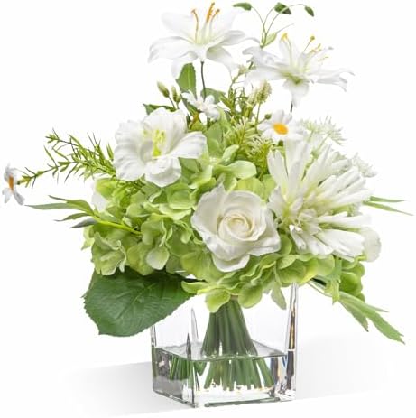 Artificial Flowers in Glass Vase with Fake Water