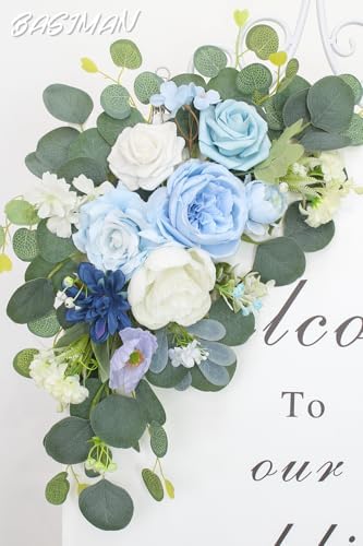 2pcs Baby Blue Wedding Arch Flowers with Cable Ties