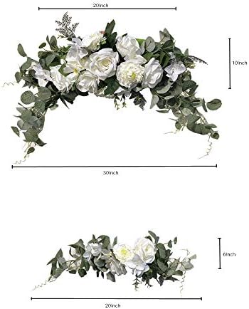 3PCS Wedding Arch Flowers Set with White Roses and Eucalyptus